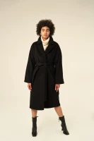 Czarny wełniany płaszcz z kaszmiru BASE